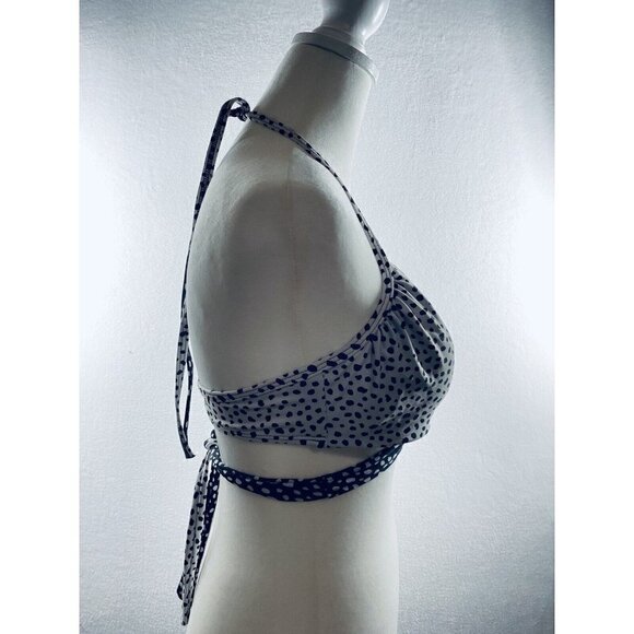 Victorias Secret Womens 34C The Wrap Halter Bikini Top Black White Underwire - Picture 4 of 10